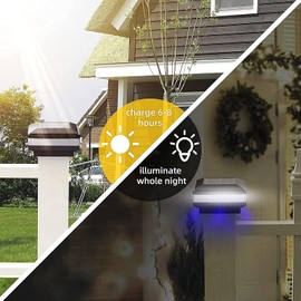 Solar Post Cap Lights 160 Lumen - 4x4 Post Solar Lights - Fence Post Solar Lights Fits 4x4 5x5 6x6 Fence Deck Posts, IP65 Waterproof, Outdoor Post Lights for Porch Patio Garden Landscape Lighting