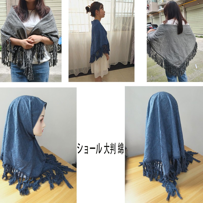 HURESON Triangular Stole, Women's, Thin, Cotton, Shawl, Large Scarf, Shawl,