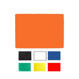 Paper Placemats for Dining Table – Disposable Scalloped Edges Color Table Mats Great for Parties and Christmas Table Decorations 10"x14" (Orange) 50ct
