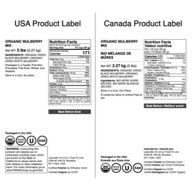 Food to Live Organic Mulberry Mix, 5 Pounds – White and Black Berries, Dried Superfood Blend, Rich in Antioxidants, Non-GMO, Vegan, Kosher, Bulk