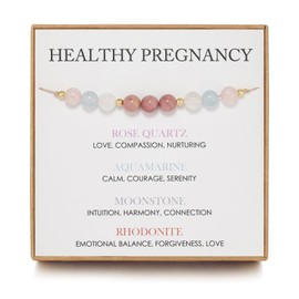 KONPJE Pregnancy Bracelet for Women Healthy Pregnanancy Gifts Hope Bracelet Moonstone Amethyst Bracelet Spiritual Bracelet First Time Mom Gifts (Colorful)