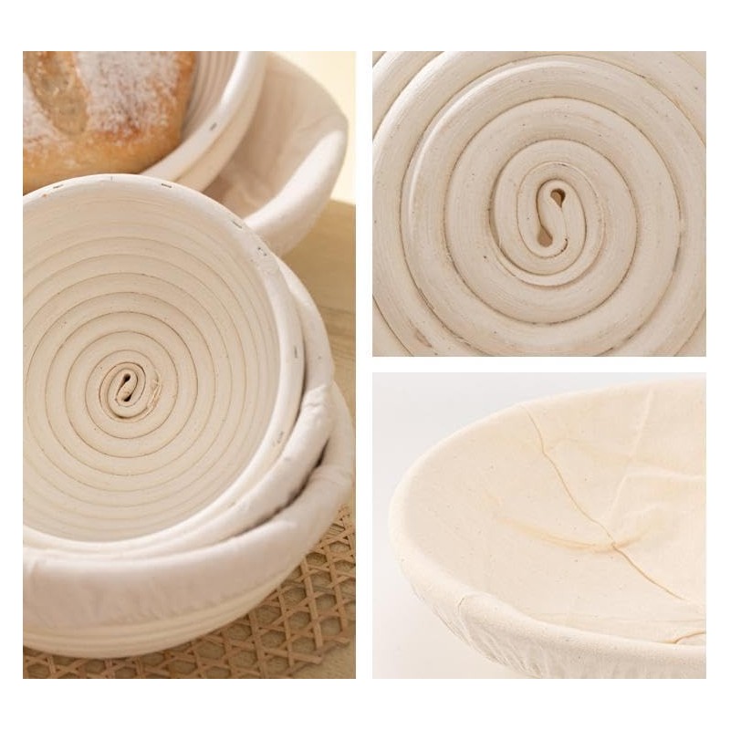 EazyBreezy 2 Pcs Bread Proofing Basket Banneton Proofing Baskets Rattan