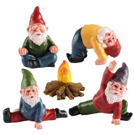 YARCHONN Miniature Garden Gnomes Ornament Outdoor, Resin Elf Statue, Funny Gnome Fairy Garden Accessories for Patio, Yard, Lawn or Home Garden Decorations, Set of 5 (Yoga series)