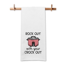 GOSJINNK Funny Kitchen Dish Towels Rock Out with Your Crock Out Cleaning Cloth Trendy Hand Towel for Farmhouse Kitchen Decor Sweet Housewarming Gifts Funny Towels Gifts for Women Hostess Friend Chef