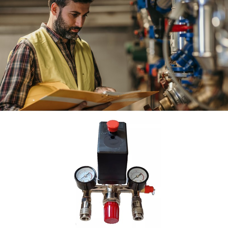 Air Compressor Pressure Switch with Dual Gauge Pump Pressure Control