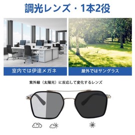 FEISEDY B1328 Dimmable Sunglasses, Polarized Men's, UV400, UV Protection, Discolorant Lens, Lightweight, 0.9 oz (26 g), Fashion Glasses, Unisex, Driving, Climbing, Fishing, Driving, Travel