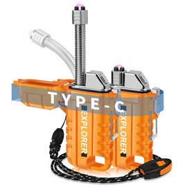 lafagiet USB C Rechargeable Lighter, 360° Flexible Neck, Wind & Water Proof, Electric Arc Lighters for Candle, Camping