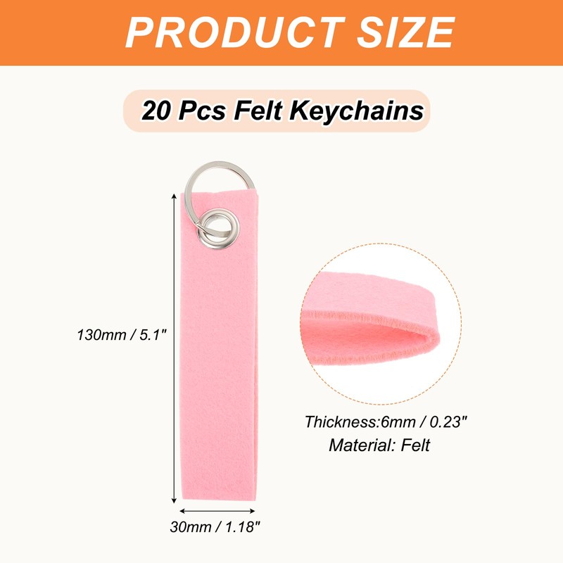 QUARKZMAN Felt Keyring with Stainless Steel Ring, Key Ring Blanks