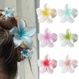 6 PCS Hawaiian Plumeria Flower Hair Clips - Claw Non-Slip Clips for Thick and Thin Hair, Hair Accessories for Women Girls Holiday Gifts