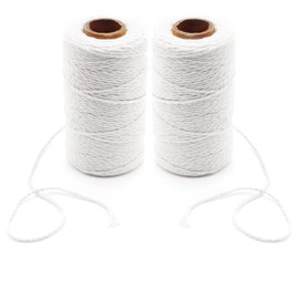 Benvo 656 Feet Cooking Twine Kitchen Cotton String 2mm Bakers Twine Natural Jute Twine 2 Ply String Rope Cord Wrapping, Ornaments, Baking, Butchers, Sausage, DIY Arts and Crafts-White