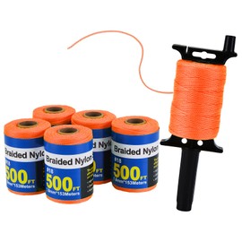 Mason Line String Line - #18 Braided Nylon String - 500 Ft Length - Nylon with Reloadable Line Reel Twine for Gardening Or Masonry Tools - Perfect Construction String (Orange)