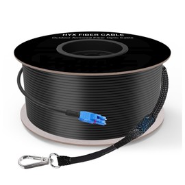 Lc to Lc Fiber Patch Cable Single Mode 100M/328FT, TPU Armored Outdoor Fiber Optic Cable 2 Core OS2 9/125um Duplex Fiber Optic Internet Cable OD-5mm,UPC Uniboot Lc Fiber Cable One End Pulling Eye