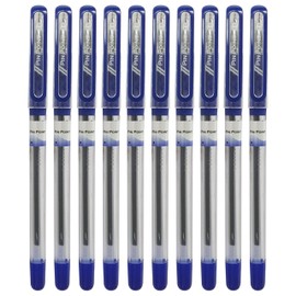 PINPOINT Ballpoint Pens, BLUE, Fine Point (0.6mm), Pack of 10, Elasto Grip, Fine Ball Pens, Perfect for School Office Home Use, iZOFAX Black Ball Pen