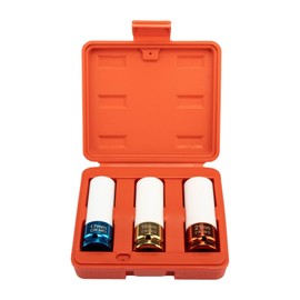 VÄRMA 13-Piece, 1/4 Inch Square Drive 6-Point Socket Set with Storage Rails, Metric Standard Socket Set with Storage Rails (Deep, 3PCS (ED Colour Coating), 1/2" Drive)