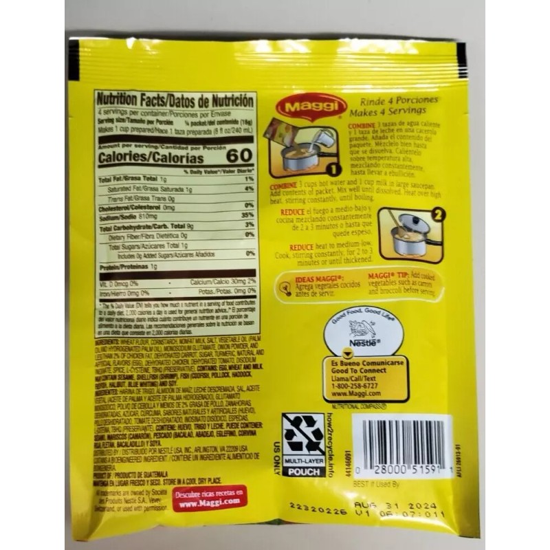 MAGGI 6 PACK CREAMY CHICKEN FLAVORED SOUP MIX /SOPA MAGGI
