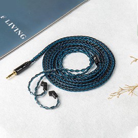 keephifi KBEAR ST12 Plus 2Meters Blue Black IEM Cable 3.5MM 2PIN Type, 8-Strand 4N OFC Silver-Plated Upgraded Cable for KZ AS10 ZST ES4 ES3 BA10, CCZ CRA C10, TRN V80 V20