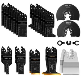 KELIN 28-Piece Titanium Coated Oscillating Saw Blades Set - For Wood, Metal & Renovation - Includes Jigsaw Blades (10/20mm), Curve Cut & Scraper - OIS Compatible (Not Starlock)