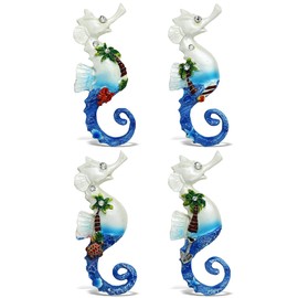 CoTa Global Seahorse Refrigerator Blue Sand Magnets Set of 4 - Assorted Resin Beach Design, Fun & Cute Sea Life Rhinestone Magnet For Kitchen Fridge, Locker, Home Decor & Office Decor Novelty - 4 Pack