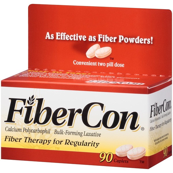 Fibercon Fiber Therapy For Regularity with Calcium Polycarbophil Bulk-Forming Laxative 90-Count Caplets