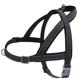 S-ETOVUS No Pull Dog Harness, Reflective Puppy Harness with Soft Padded Handle, Escape Proof/Quick Fit Adjustable Pet Harness for Small Medium Large Dogs, Easy for Training Walking (Black, L)
