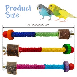 Hamiledyi Parrot Cage Perches Stand Pole Parakeet Paw Grinding Stick Colorful Wood Perch Platform for Parakeets Cockatiels Lovebirds Green Cheeked Conures and Similarly Sized Birds（Color, 3pcs）