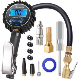 AstroAI Digital Tire Pressure Gauge with Inflator(3-250 PSI for 0.1 Display Resolution), Heavy Duty Air Chuck and Compressor Accessories with Rubber Hose and Quick Connect Coupler Car Accessories.