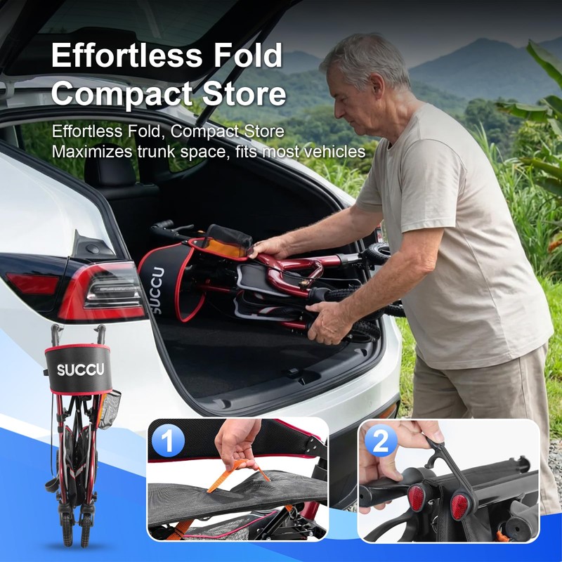 SUCCU Walkers for Seniors with Seat, 8" All-Terrain Rollator Walker,