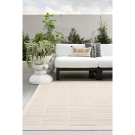 Jaipur Living Indoor Outdoor 8x10 Large Area Rug, Striped, Cream/Beige