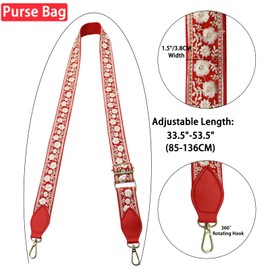 Adjustable Ethnic Wide Purse Strap for Women - Replace Thin Bag Straps, Relieves Shoulder Pressure,Versatile for Daily Use,Travel,Parties
