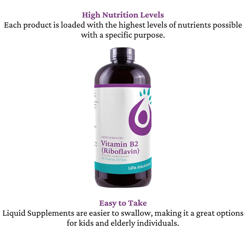 Life Solutions Vitamin B2 - Liquid Dietary Supplement with 50mg