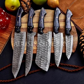 KNIVES SET HANDMADE DAMASCUS STEEL CHEF KNIFE SET KITCHEN KNIVES SET