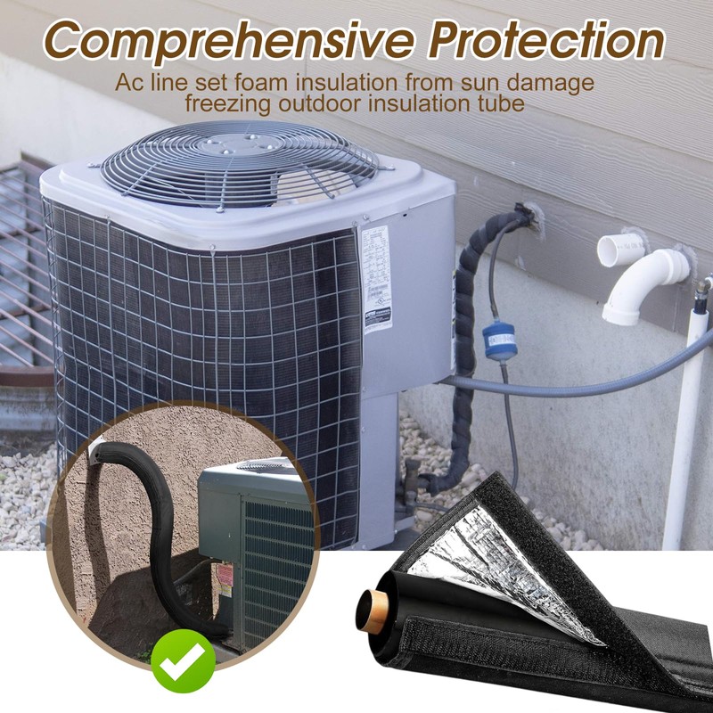 3 Layers HVAC Copper Pipe Insulation Cover, Waterproof 600D Oxford