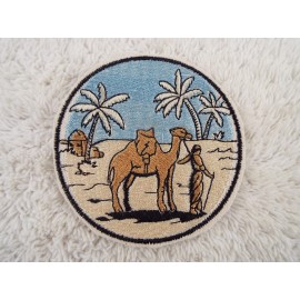 Unbranded Desert CAMEL Palm Trees Scenery 3-1/2" Embroidery Iron-on Patch (E13)