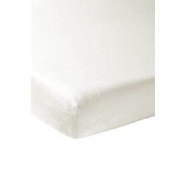Meyco Baby Plain Fitted Sheet for Playpen Mattress (Flat Sheet with Soft Jersey Quality, Made from 100% Cotton, Perfect Fit thanks to Elasticated Edging, Breathable, Dimensions: 75 x 95 cm), Cream