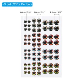 PATIKIL Fishing Lure 4D Eyes 6mm/8mm/10mm, 3 Set Waterproof Artificial Fish Eye Fly Tying Lures Crafts Tackle Accessory for Fishing Baits DIY, Multicolored