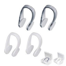 DERCHIA 鼻クリップ水泳用 鼻栓 4個セット ノーズクリップ スイムグッズ 防水ノーズクリップ アクセサリー トレーニング用 小型 子供 大人兼用 収納ケース付き (ブラック+白)