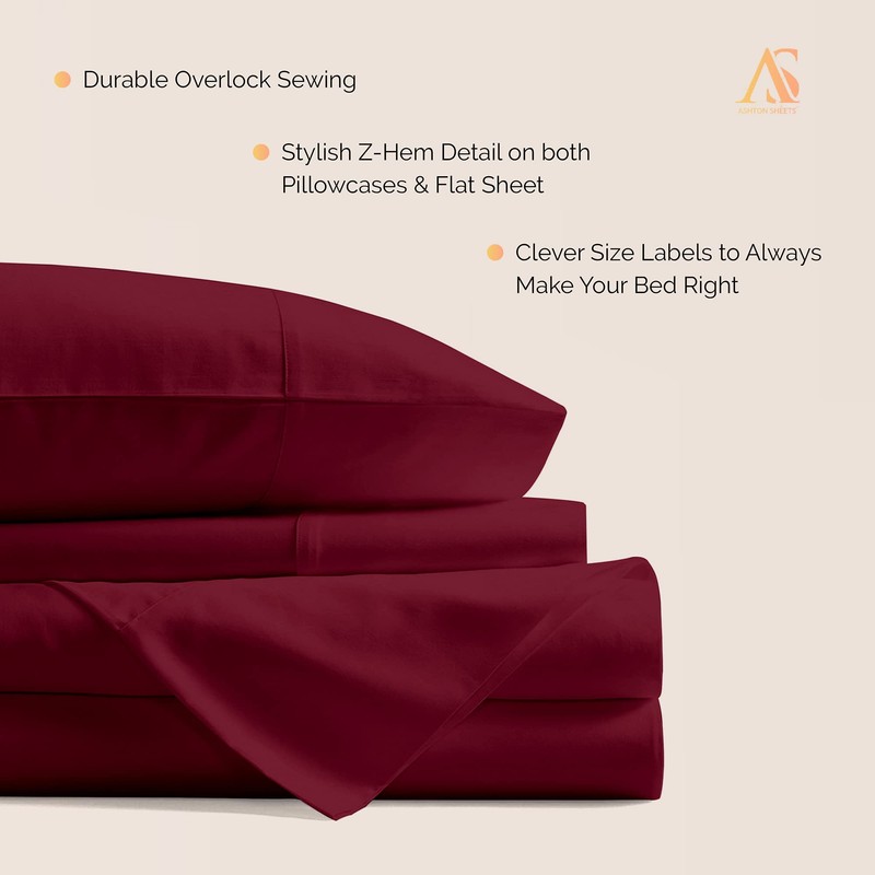 Ashton Sheets 100% Egyptian Cotton Sheets Queen Size Bed Set