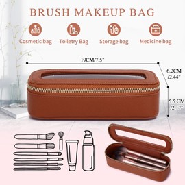 Pinkmik Makeup Brush Bag Slim Clear Makeup Bag Transparent Travel Cosmetic Case & Toiletry Bag with Zipper Small Beatuy Makeup Bag Purse Organizer for Women