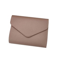 FATASH Credit Card Holder, PU Leather Bifold Design Wallet with 5 Card Slots & 1 Large Cash Pocket & Snap Button Closure, RFID Blocking Card Protector Case for Women - Dusty Pink