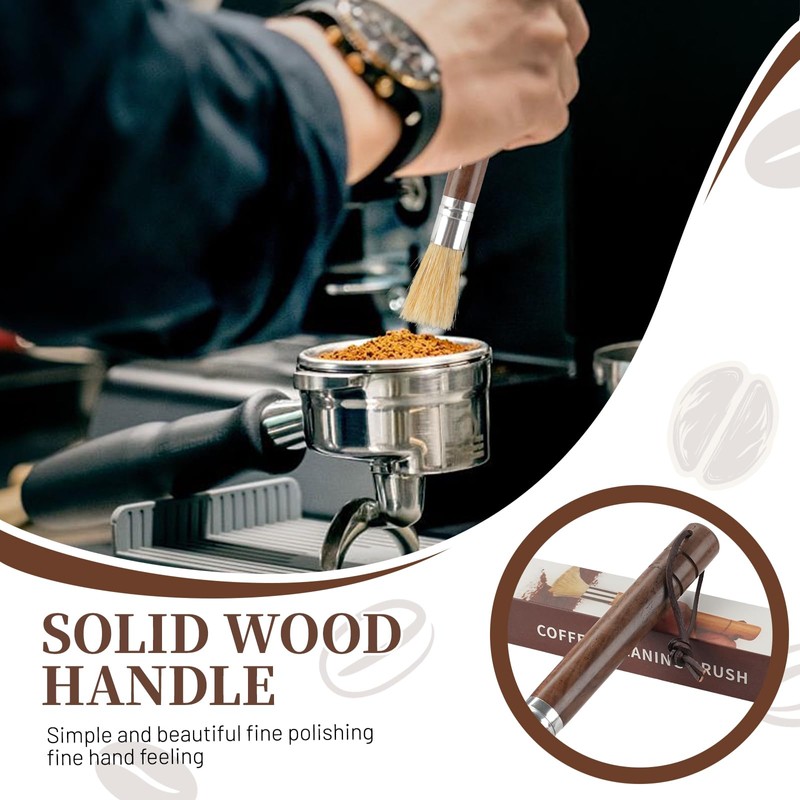 Bamynoir Coffee Grinder Brush, Espresso Machine Cleaner with Wooden Handle