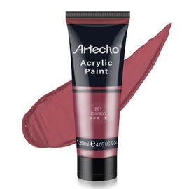 Artecho Professional Acrylic Paint, Crimson Red (120ml / 4.05oz) Tubes, Art Craft Paints for Canvas Painting, Rock, Stone, Wood, Fabric, Art Supplies for Professional Artists, Adults, Students, Kids