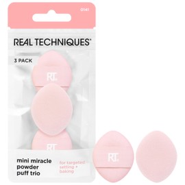 Real Techniques 3 x Mini Miracle Powder Puff Trio, Fix and Bake, Mini Makeup Puff for Loose and Pressed Powders, Targeted Under Eyes and Blemishes,