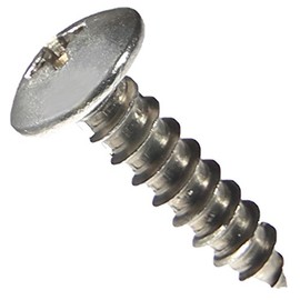 #6 x 3/16" Truss Head Sheet Metal Screws, Full Thread, Phillips Drive, Stainless Steel 18-8, Bright Finish, Self-Tapping, Quantity 100 Pieces by Fastenere