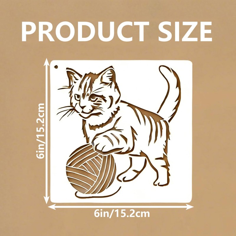 16 Pcs Cat Stencils for Painting Reusable Plastic 6×6 Inch