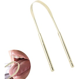 Raspador De Lengua, Limpiador De Lengua Acero Inoxidable Rascador De Lengua Cuidado Oral Esenciales De Viaje Para Reduce El Mal Aliento Y Higiene Bucal (Oro)