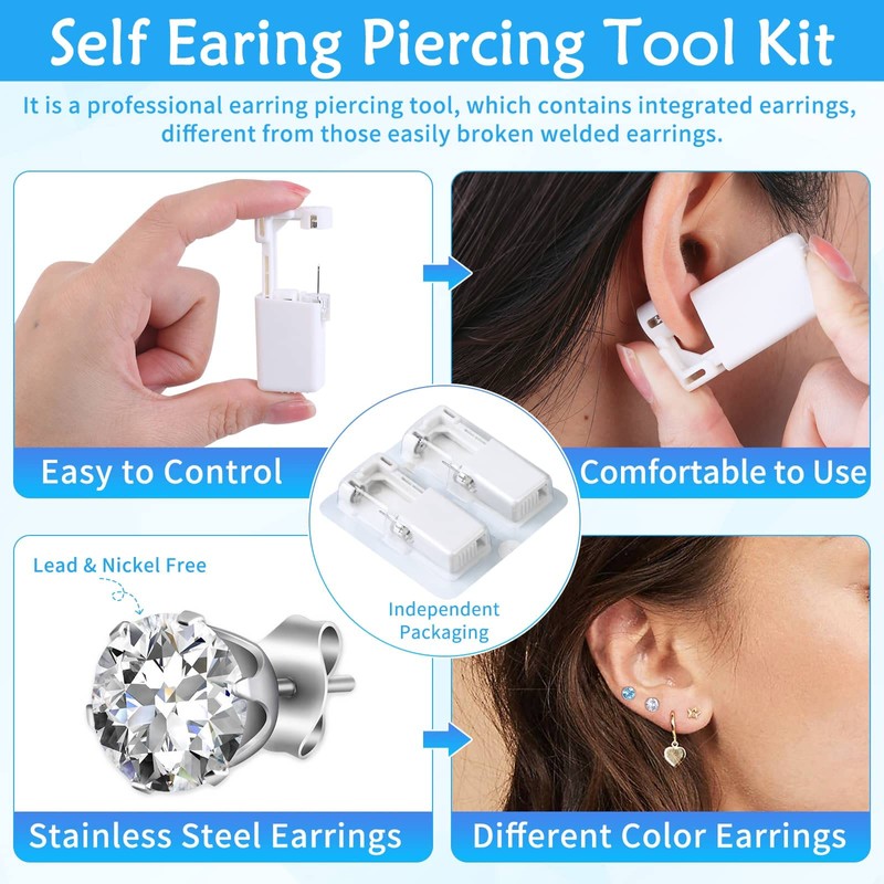 10 Packs Self Ear Piercing Kit, Evatage Home Piercing Kit