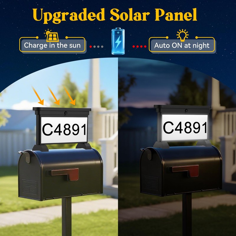 LumiZen Solar Mailbox Numbers, Double Sided RGB Color Changing Address