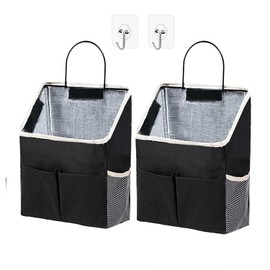 2pcs Wall Hanging Storage Bag,Wall Hanging Organizer Bags with Pockets, Wall Organizer Storage for Dormitory Bathroom Bedroom Kitchen(Black)