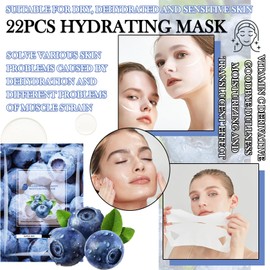 22 Pack Sheet Face Mask Set,Moisturizing Long Lasting Facial Sheet Masks Combo,Hydrating Face Masks for All Skin Types