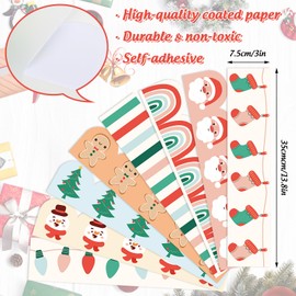 AnyDesign 82Ft Boho Christmas Bulletin Board Borders Xmas Tree Santa Snowman Rainbow Self-Adhesive Trim Border Stickers for Xmas Winter Party Home Office Decor